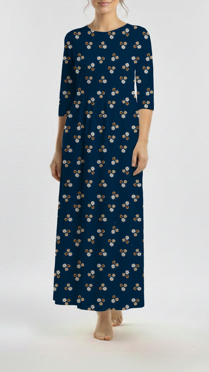 *Unique Design* Tricot Knit Triple Daisy Royal