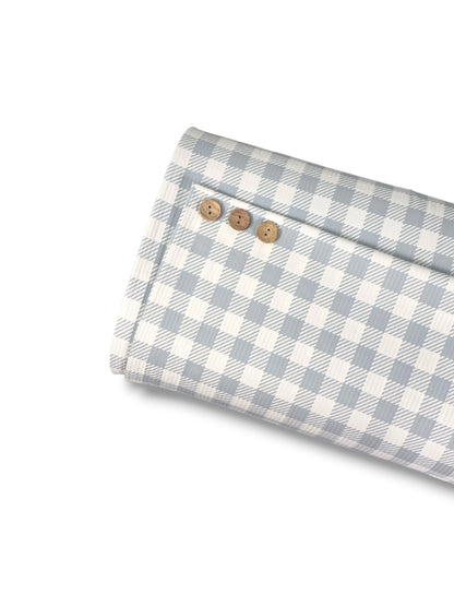 *Unique Design* Willow Ribbed Knit Dusty Blue Gingham