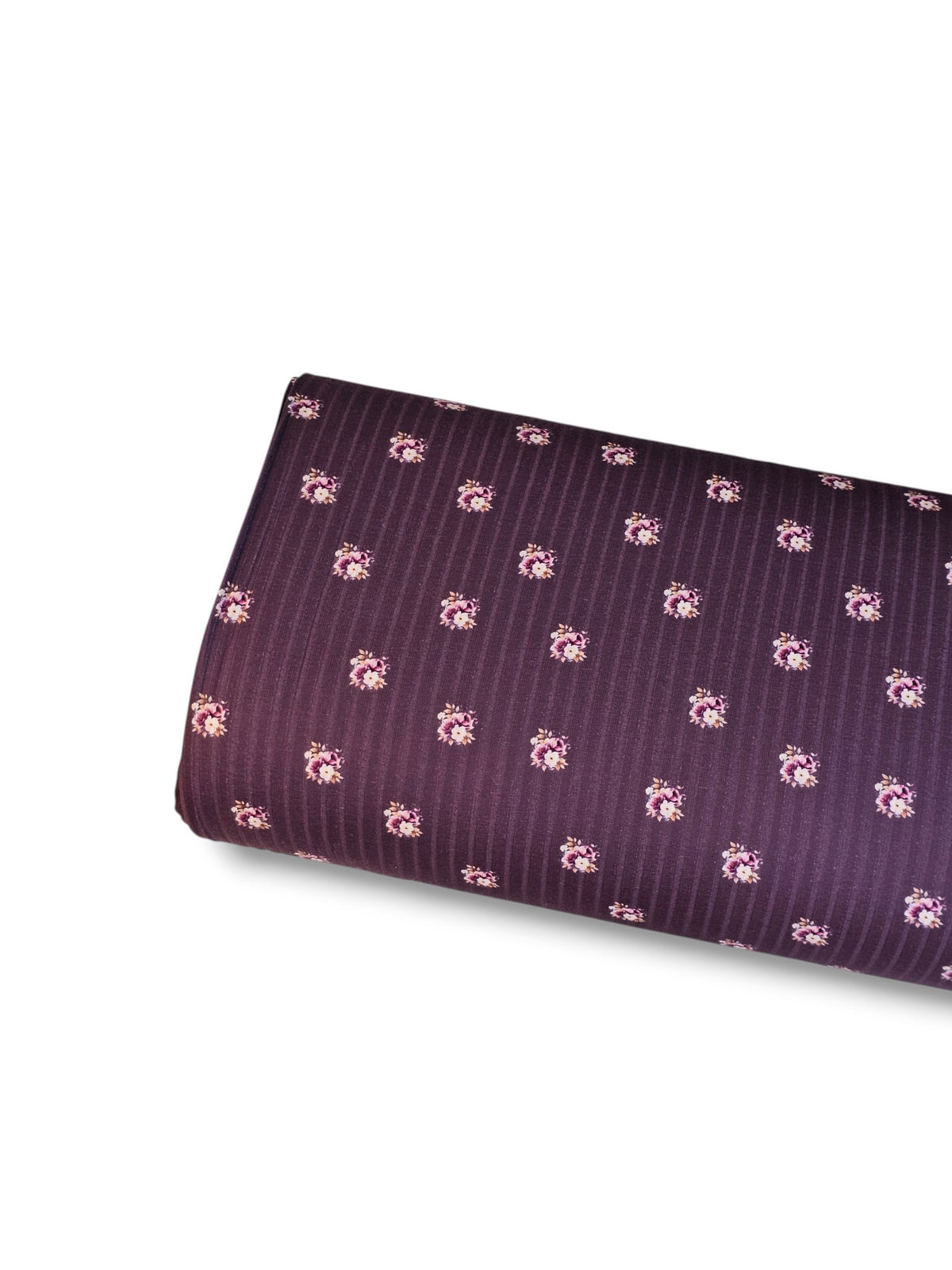 *Unique Design* Cotton Feel Ribbed Knit Petite Floral Plum
