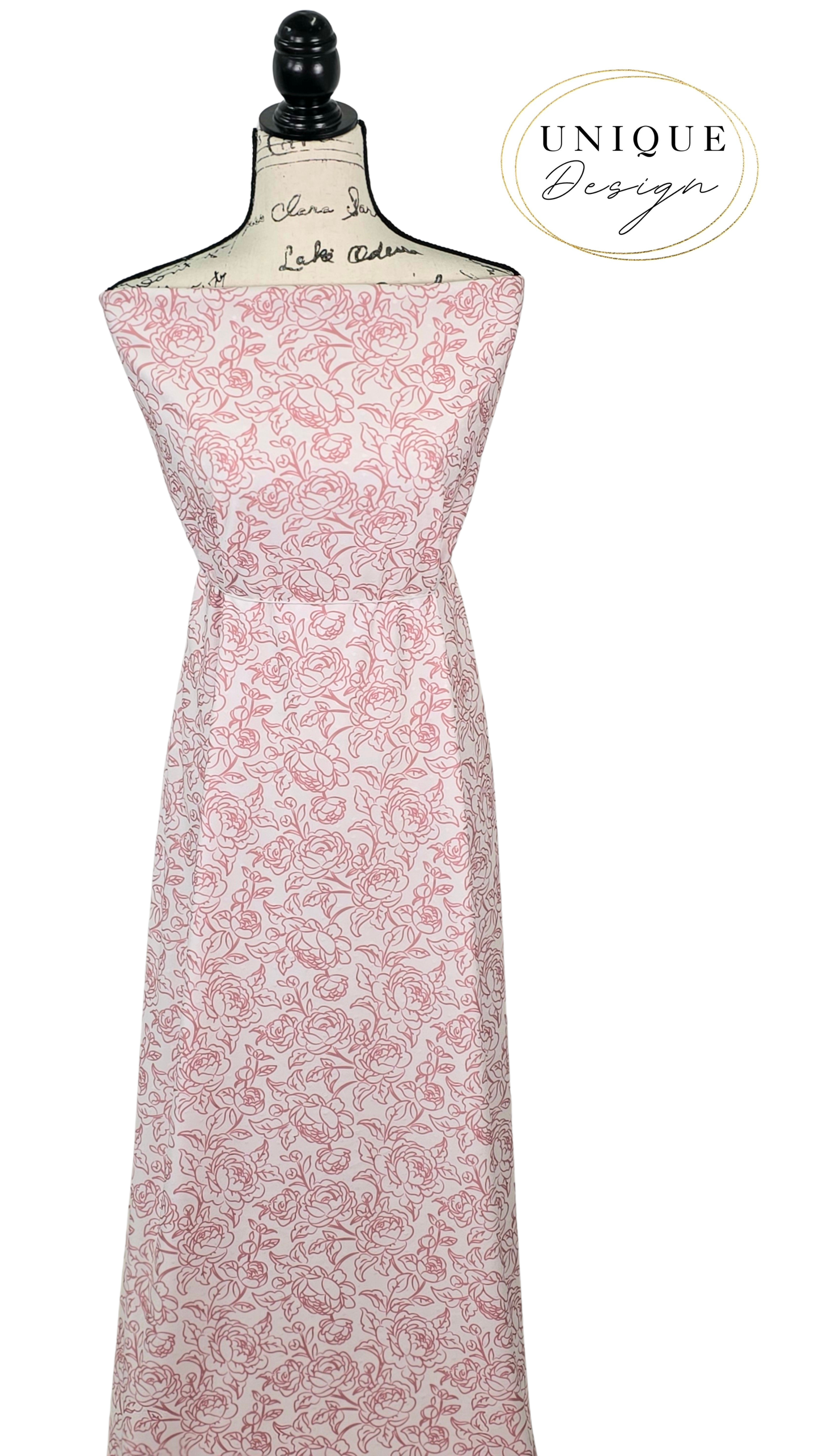 * Unique Design * Swiss Dot Knit Whispering Blooms Vintage Pink