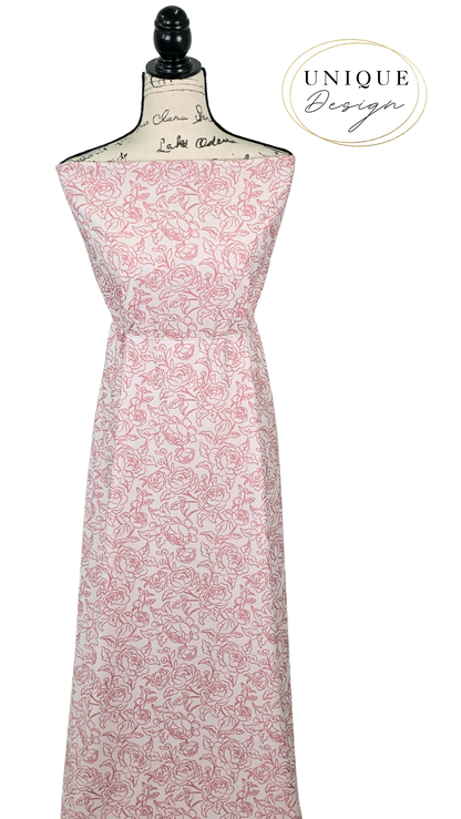 * Unique Design * Swiss Dot Knit Whispering Blooms Vintage Pink
