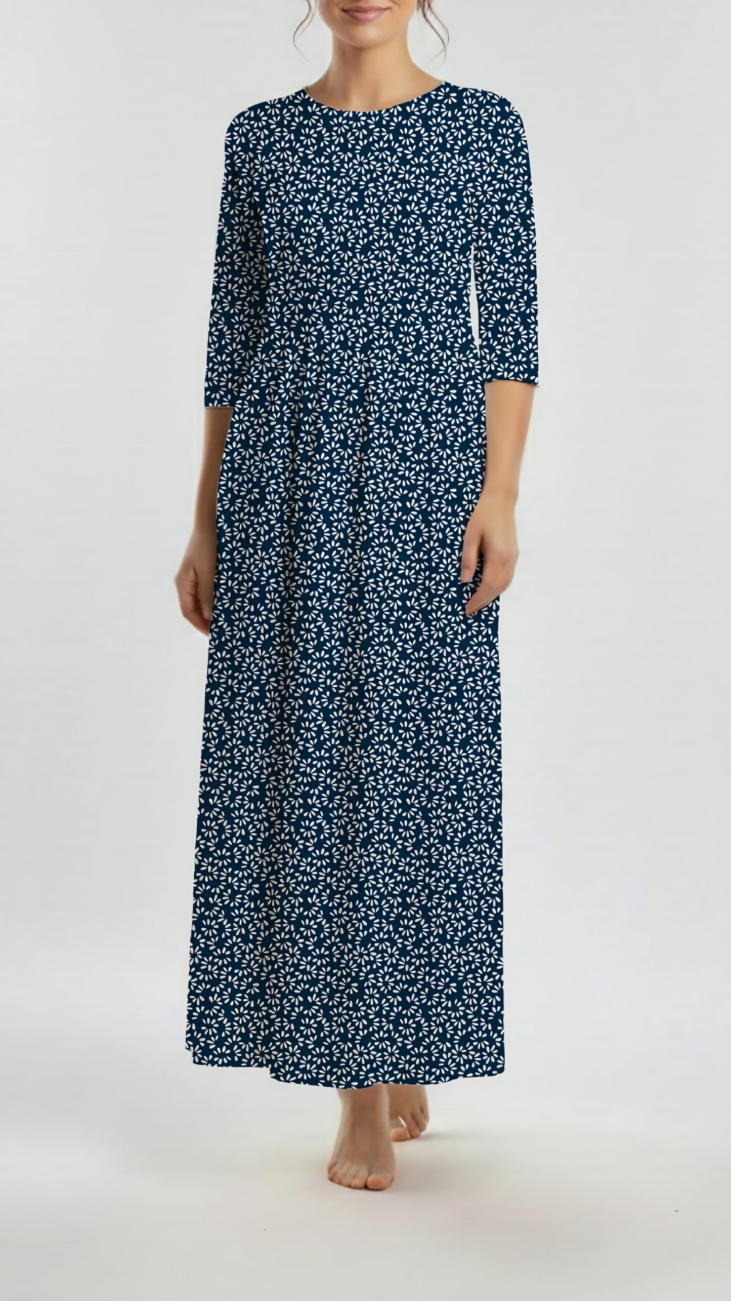 *Unique Design* Willow Ribbed Knit White Scatter Royal Blue