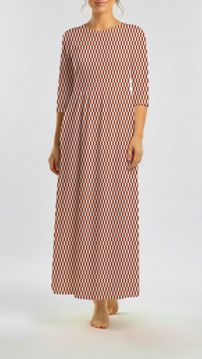 *Unique Design* Tricot Knit Modern Grid Red