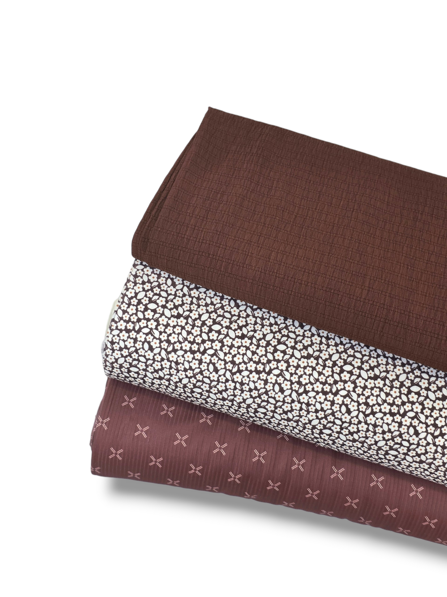 *Unique Design* Ribbed Knit Cotton Feel Dainty Meadow Dark Brown