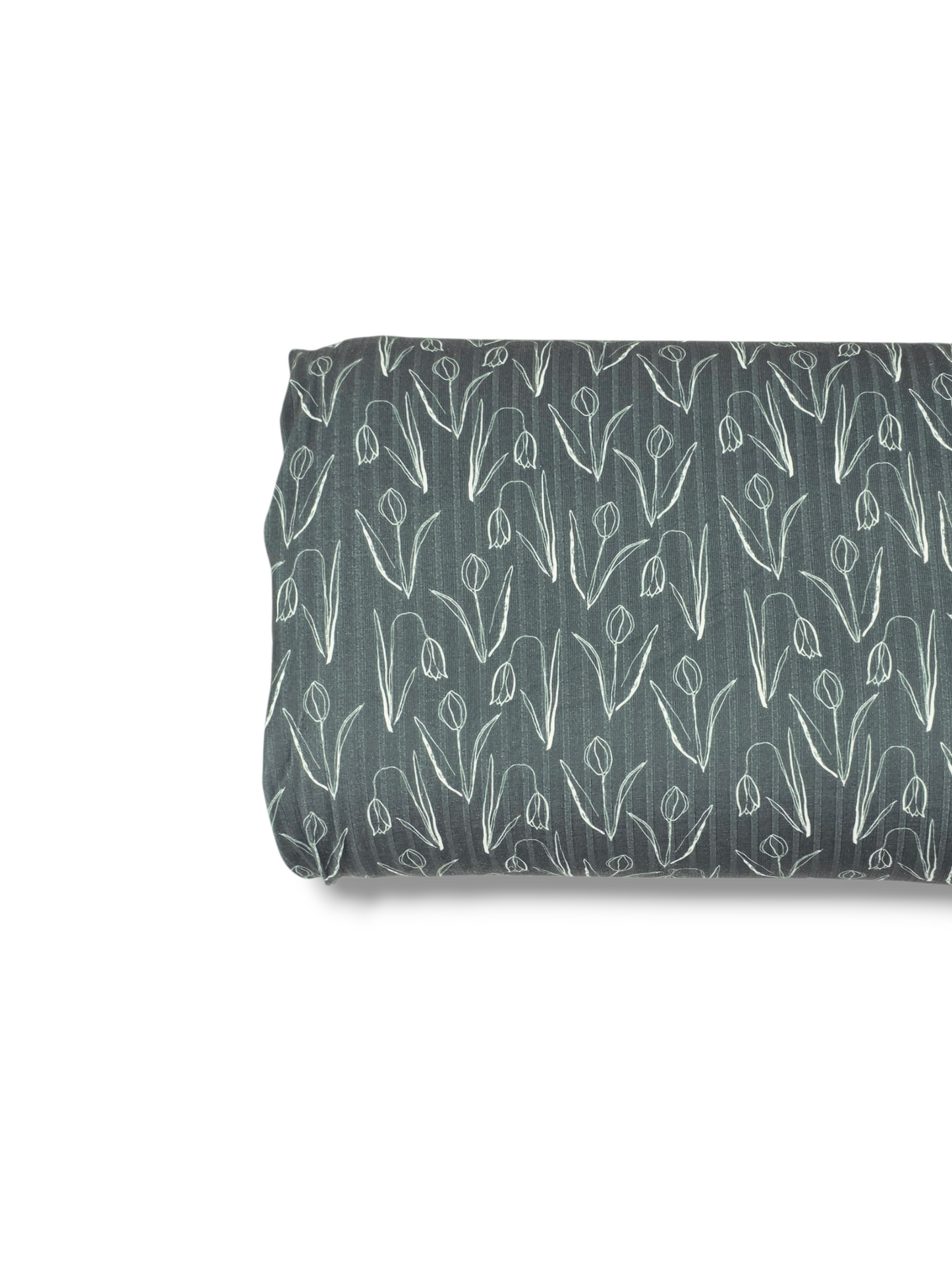 *Unique Design* Ribbed Knit Cotton Feel Springtime Tulips Hunter