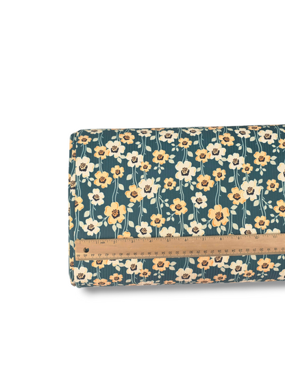 * Unique Design * Willow Ribbed Knit Playful Blooms Dark Teal