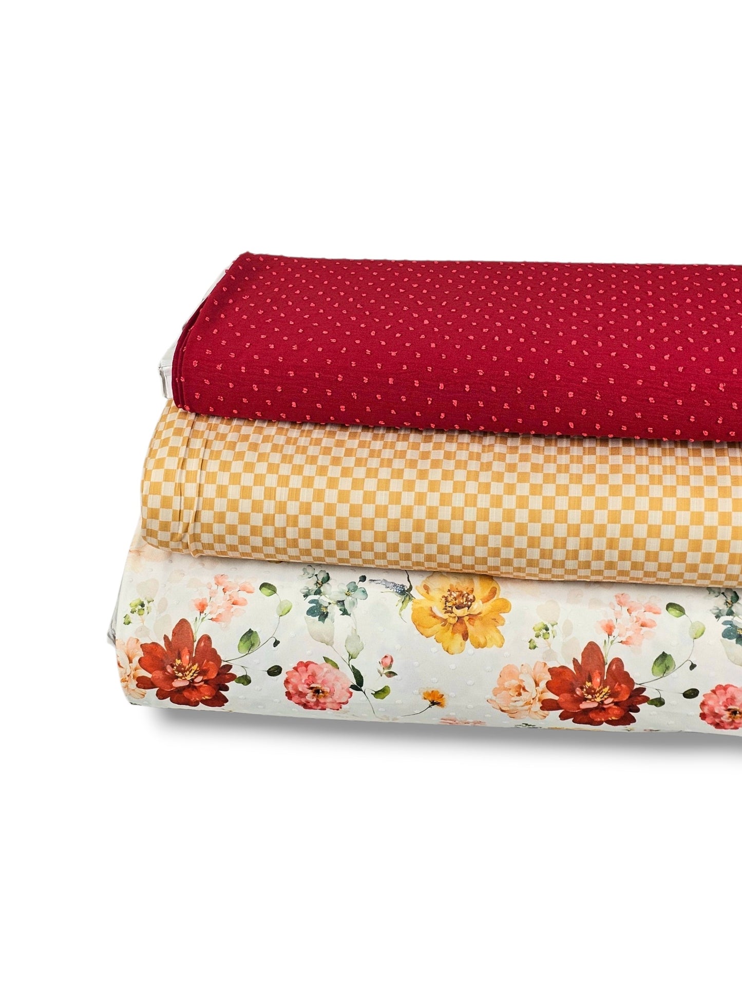*Unique Design* Swiss Dot Knit Bright Botanicals White