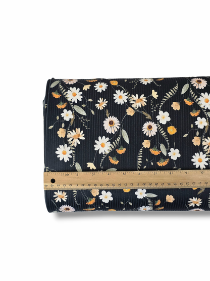 *Unique Design* Willow Ribbed Knit Yellow Wildflower Field Black