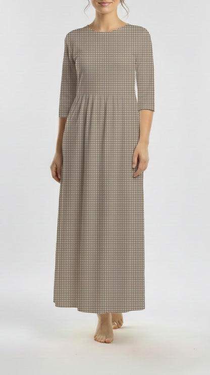 * Unique Design * Ribbed Knit Cotton Feel Gingham Check Brown