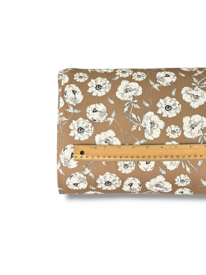 * Unique Design * Willow Ribbed Knit Heirloom Floral Cocoa