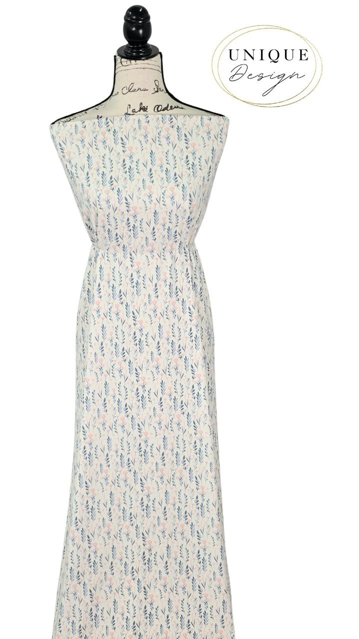 *Unique Design* Willow Ribbed Knit Trailing Sprigs Salmon