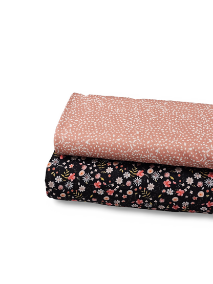 * Unique Design * Crinkled Crepe Autumn Gold Blooms Black