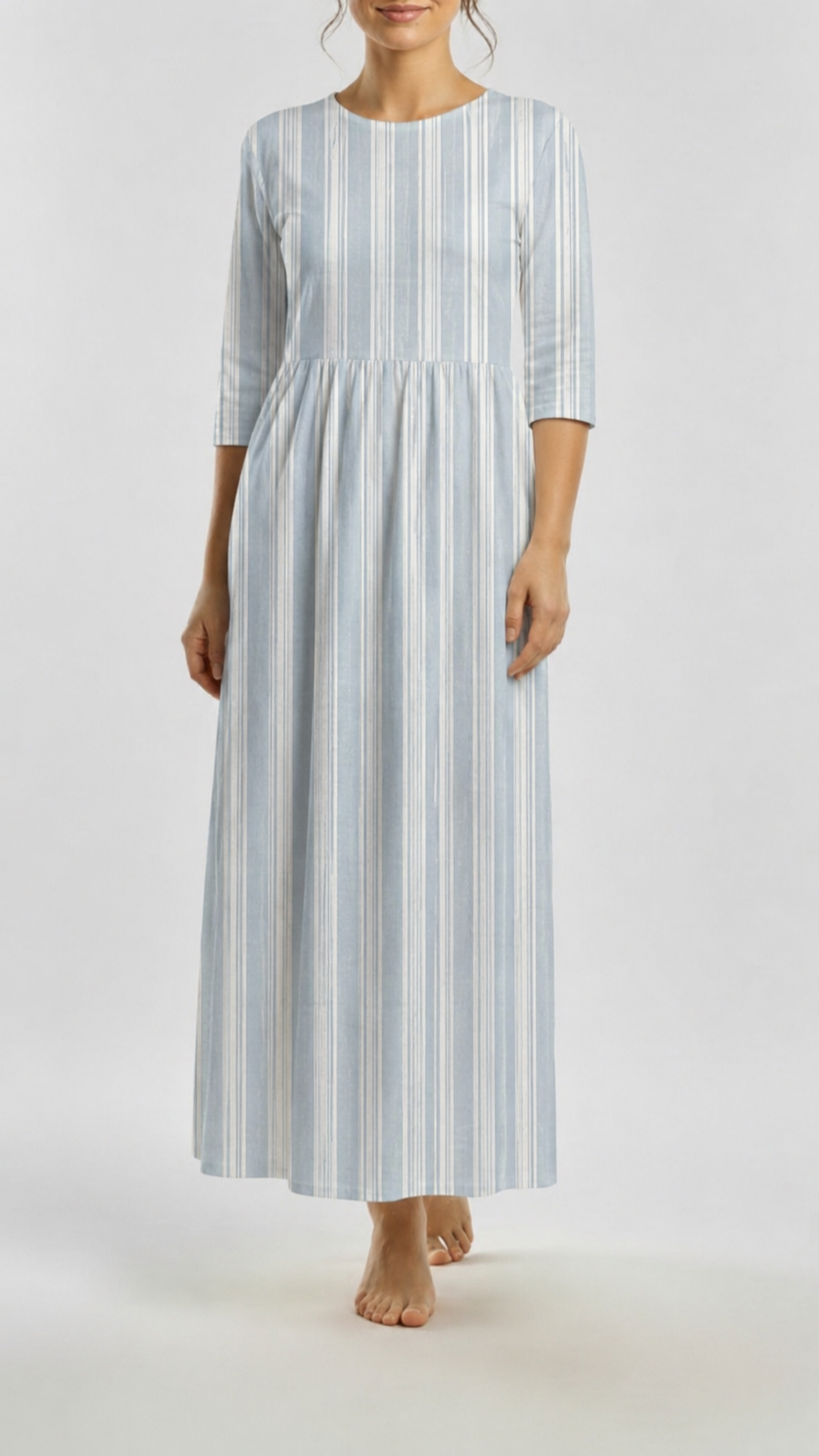 Cotton Linen Harbor Pinstripe Haze