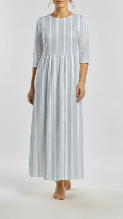 Cotton Linen Harbor Pinstripe Haze