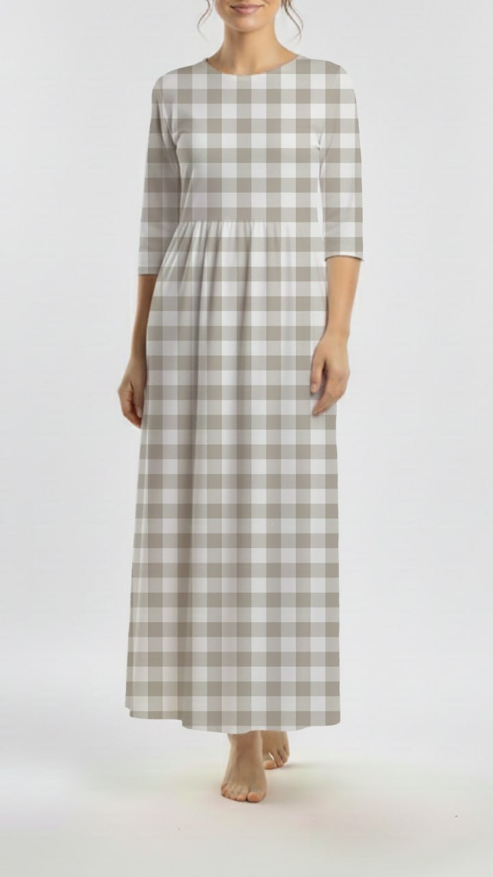 * Unique Design * Pointelle Simple Gingham Tan