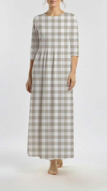 * Unique Design * Pointelle Simple Gingham Tan