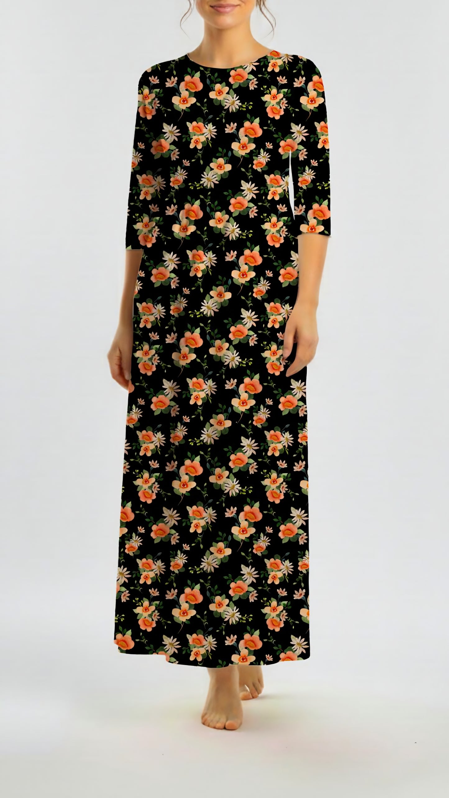 *Unique Design* Willow Ribbed Knit Midnight Peach Floral