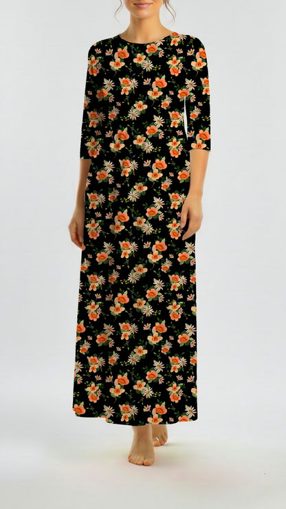 *Unique Design* Willow Ribbed Knit Midnight Peach Floral