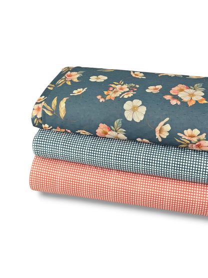 *Unique Design* Swiss Dot Knit Cottage Watercolor Denim