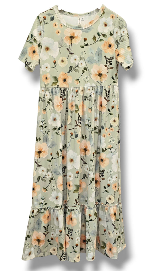 6T Willow Ribbed Knit Sage Dress