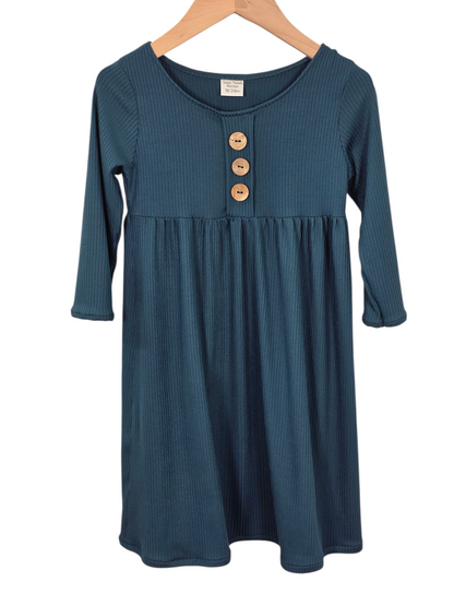 18-24 Month Dress Brushed Ribbed Knit Night Teal