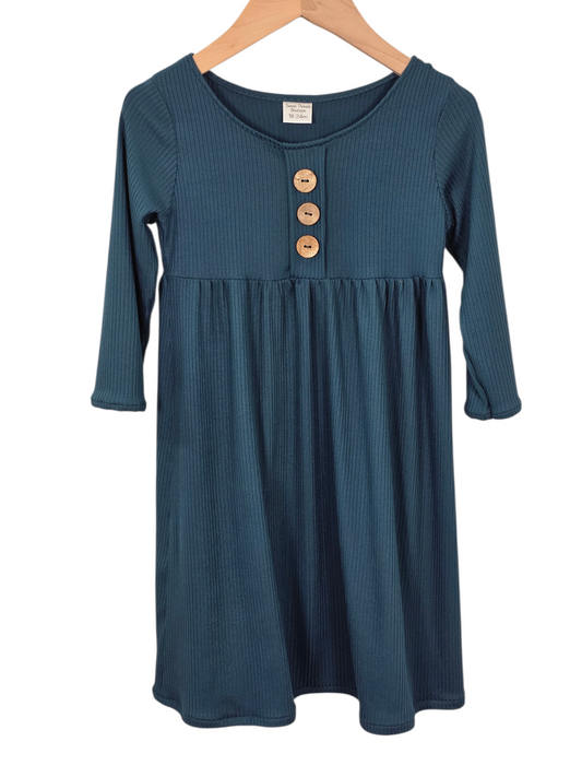 18-24 Month Dress Brushed Ribbed Knit Night Teal