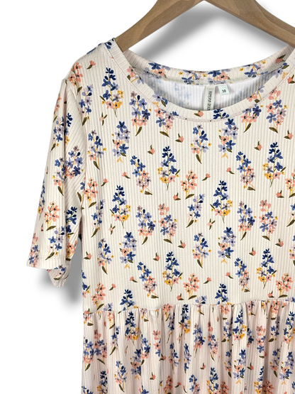 Size 10 Ribbed Knit Bluebell + Blush