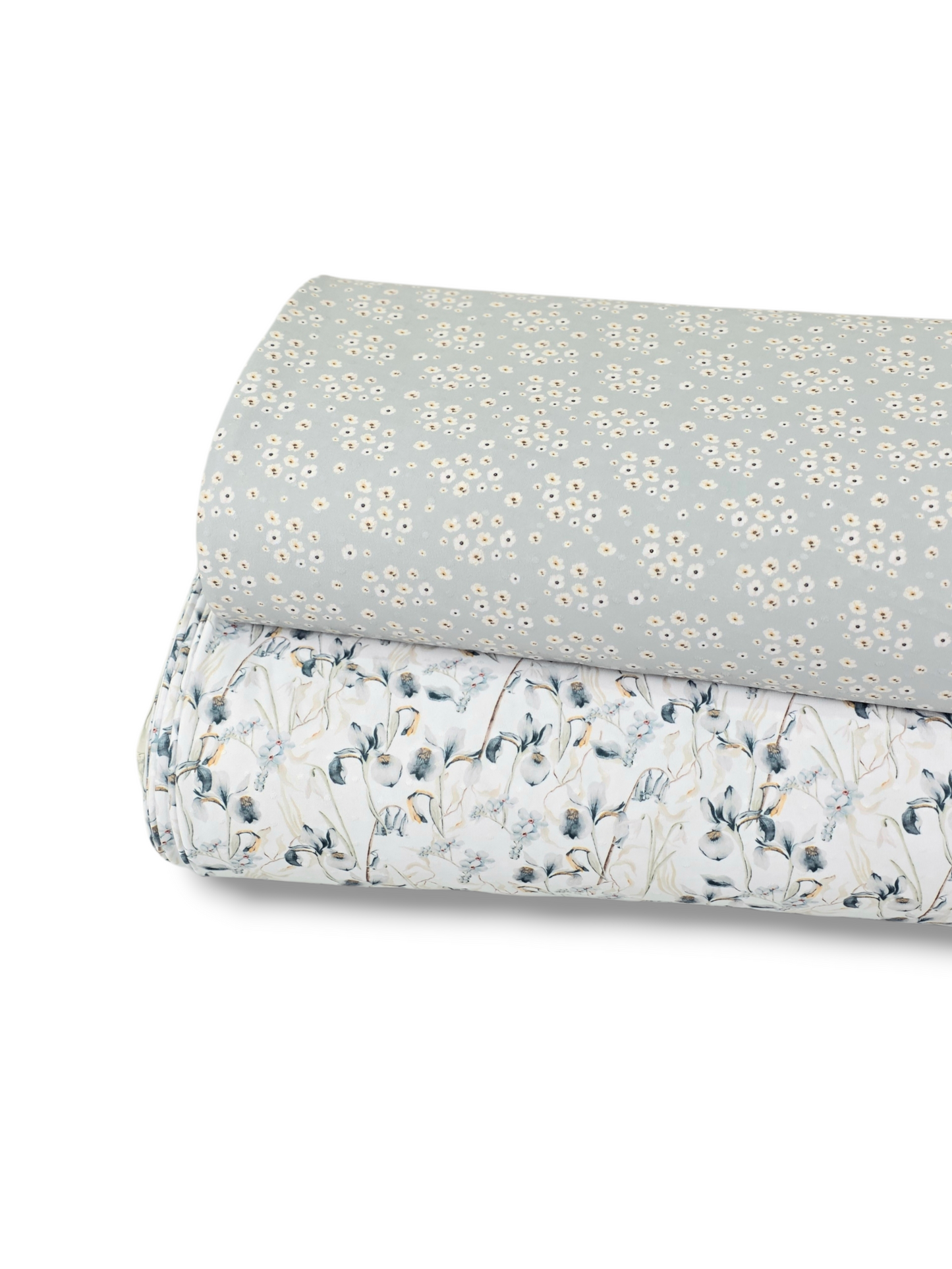 * Unique Design * Swiss Dot Knit Ivory Petal Hazy Blue