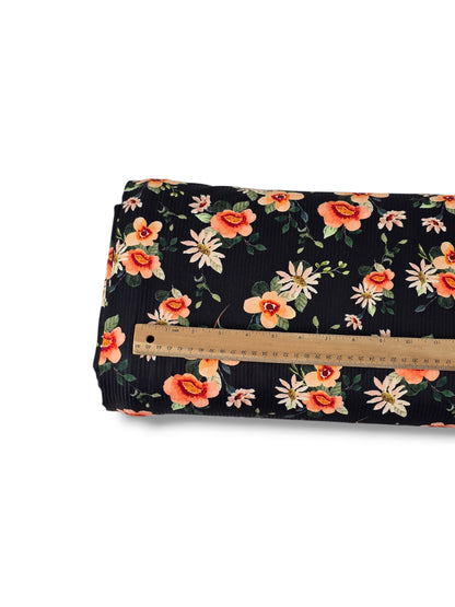 *Unique Design* Willow Ribbed Knit Midnight Peach Floral