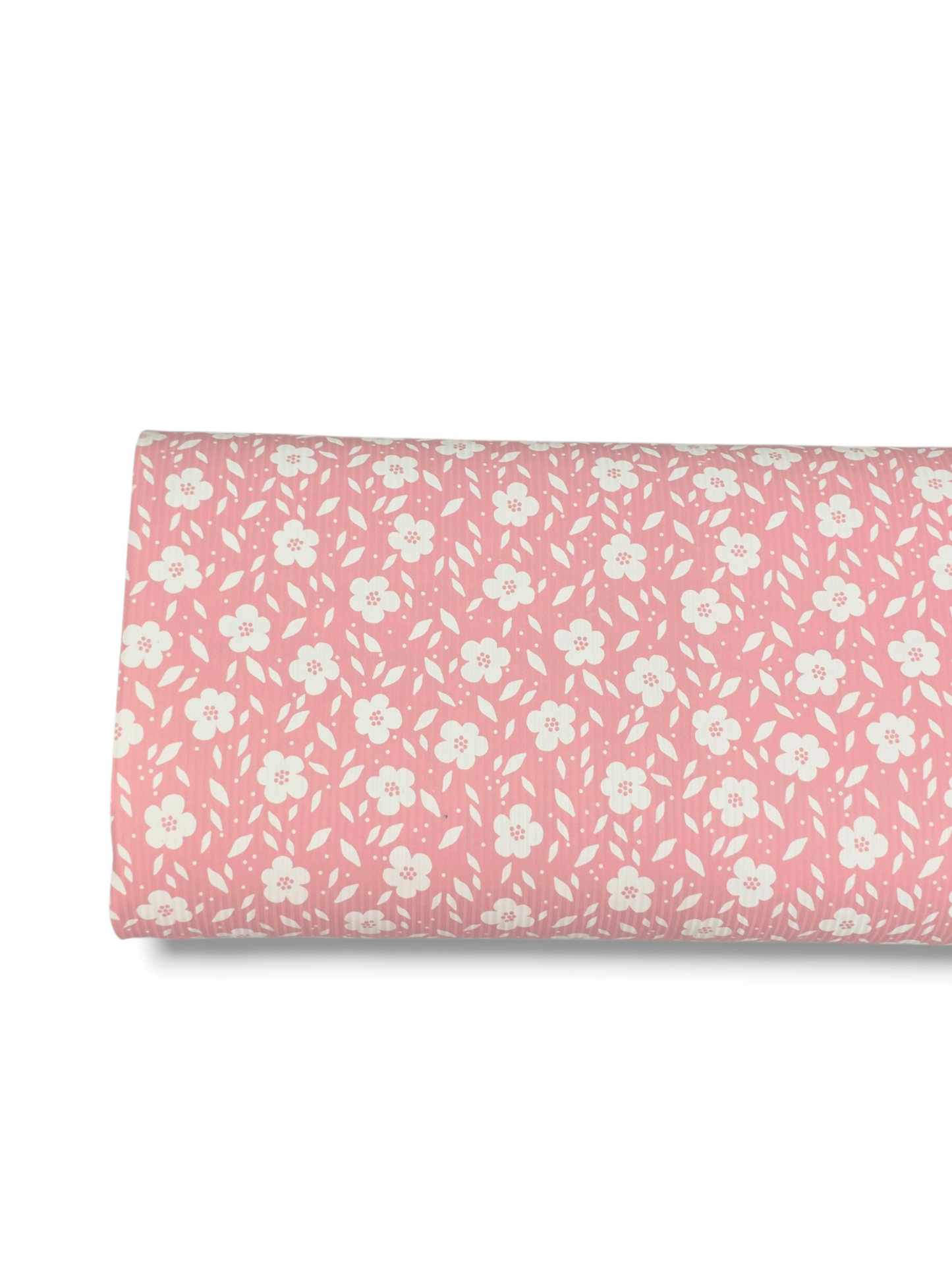 *Unique Design* Willow Ribbed Knit White Flower Field Pink