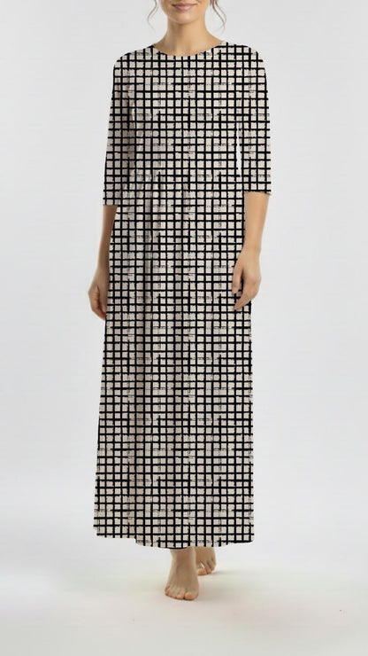 * Unique Design * Ribbed Knit Cotton Feel Brushed Checks Black