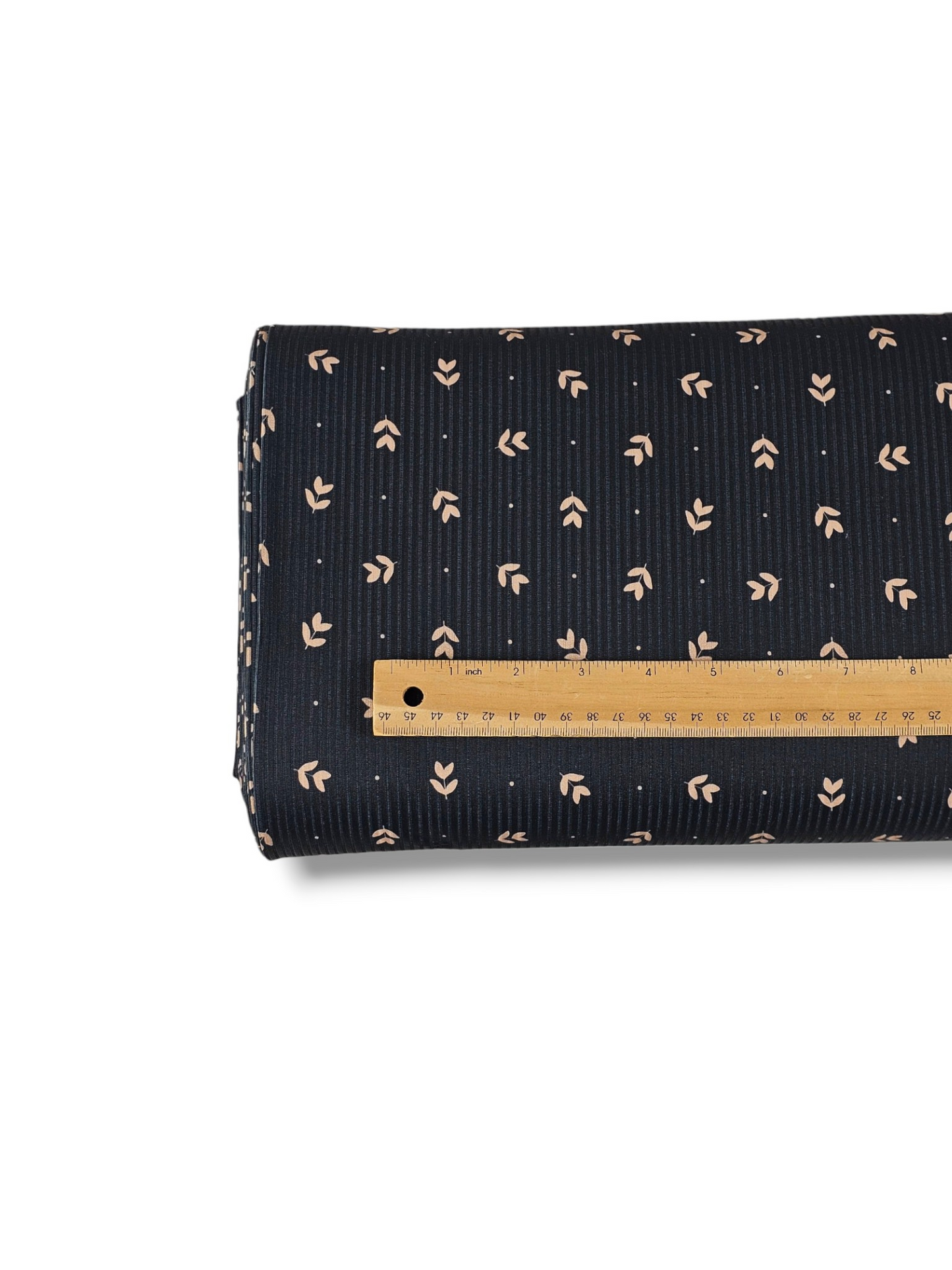 * Unique Design * Willow Ribbed Knit Moonlit Sprigs Black
