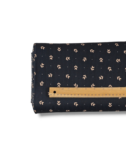 * Unique Design * Willow Ribbed Knit Moonlit Sprigs Black