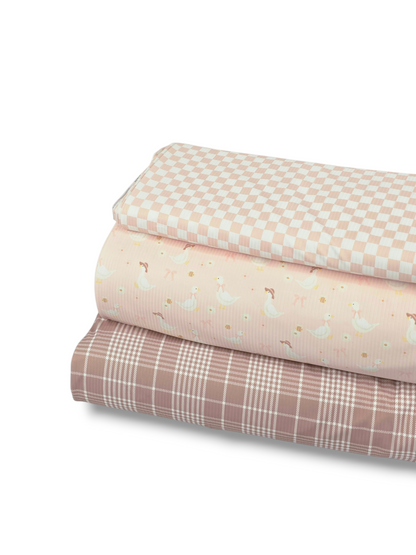 * Unique Design * Willow Ribbed Knit Little Ducklings Pale Pink