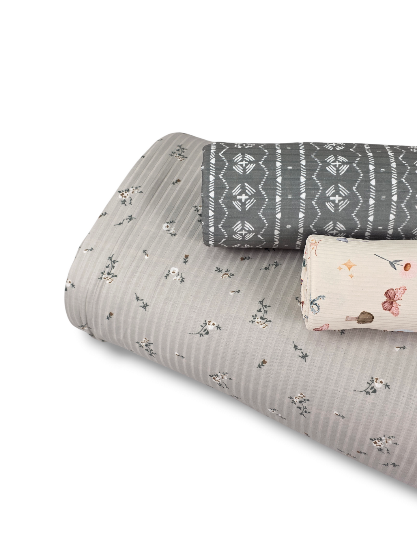 *Unique Design* Ribbed Knit Cotton Feel Gentle Garden Gray