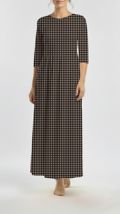 * Unique Design * Willow Ribbed Knit Farmhouse Plaid Black