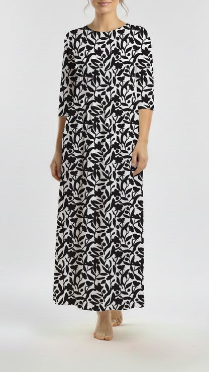 *Unique Design* Willow Ribbed Knit Abstract Floral Black
