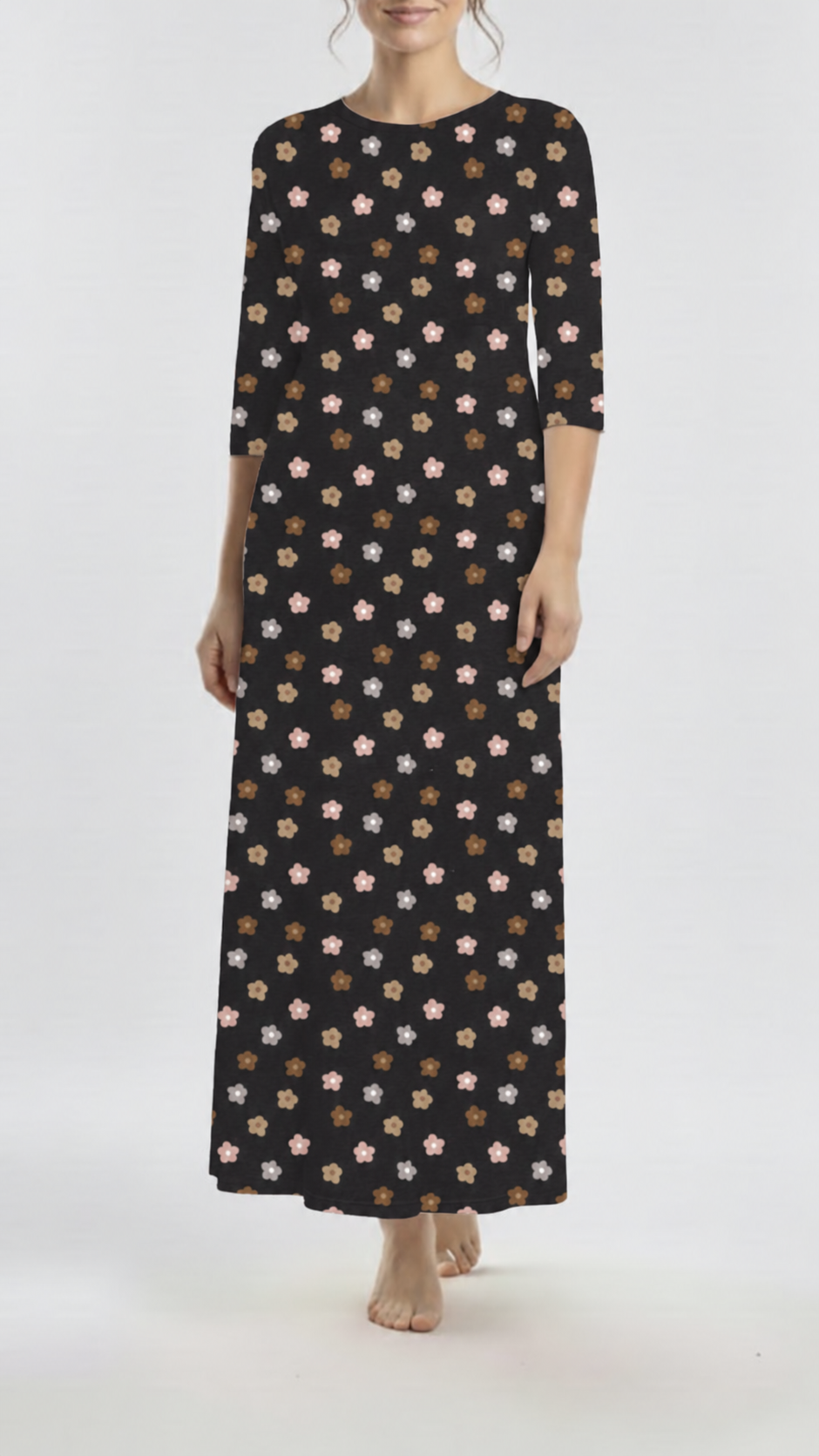 *Unique Design* Swiss Dot Knit Retro Daisy Black