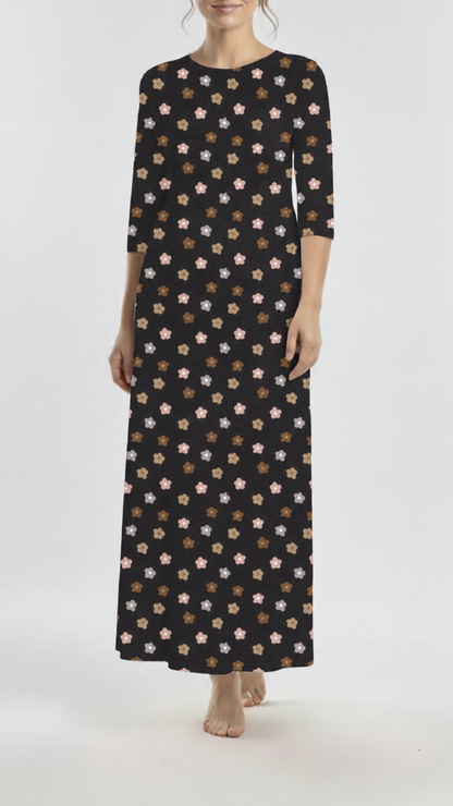*Unique Design* Swiss Dot Knit Retro Daisy Black