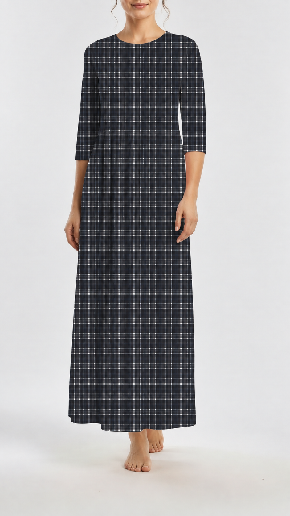 Poly Crepe Rustic Plaid Black
