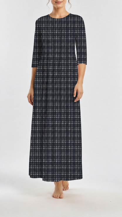 Poly Crepe Rustic Plaid Black