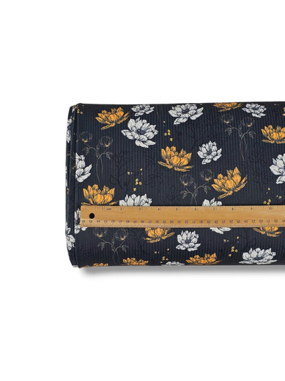 * Unique Design * Willow Ribbed Knit Vintage Wildflower Black