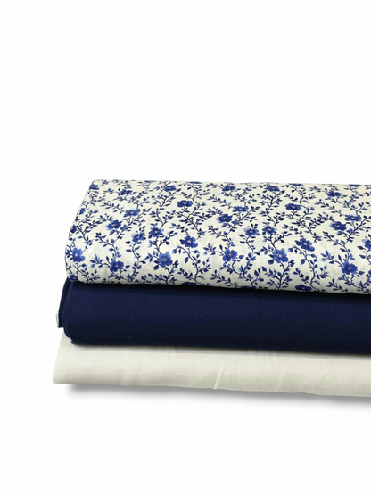 * Unique Design * Linen Ivory Summer Vines Cottage Blue