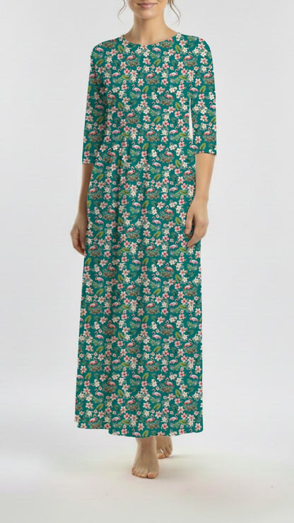 *Unique Design* Tricot Knit Flamingo Paradise Teal