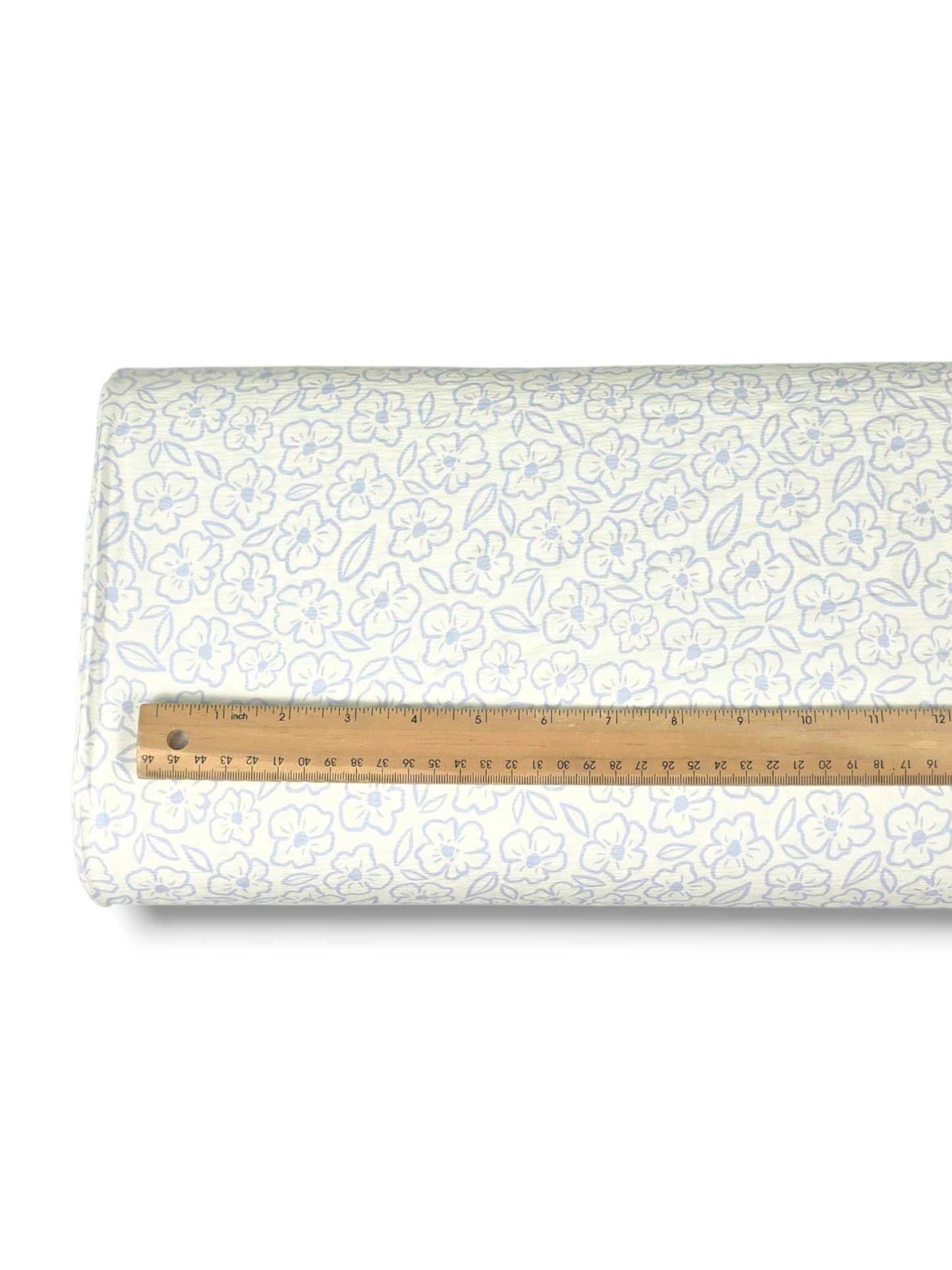 *Unique Design* Crinkled Crepe Sketched Blooms Sky Blue