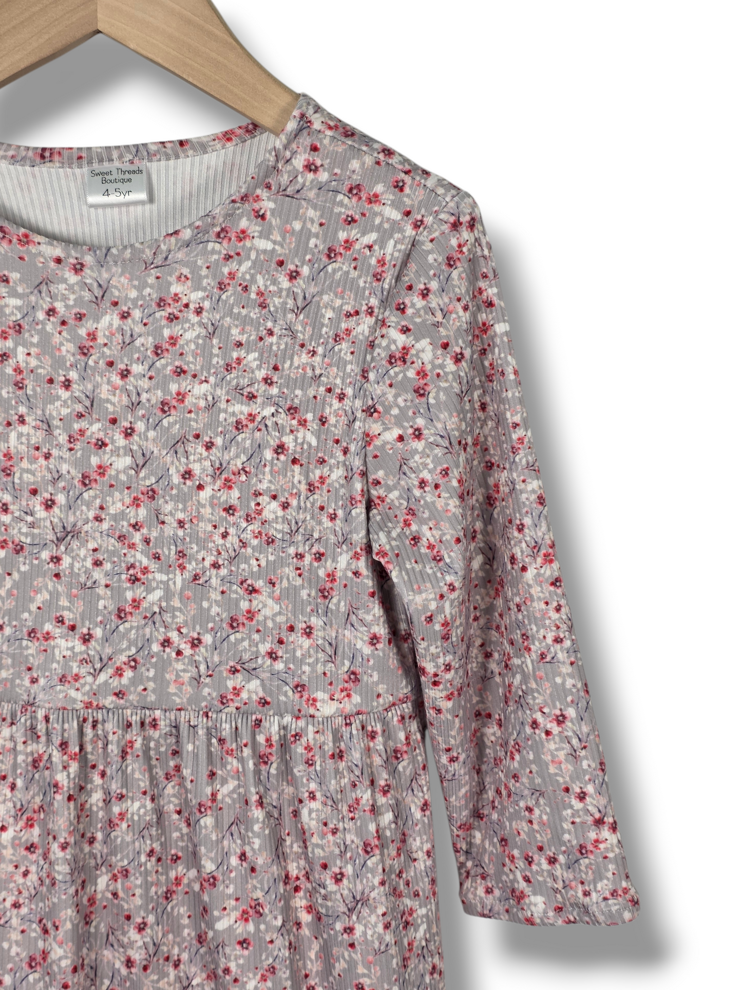 4-5 Yr Dress Ribbed Knit Spring Burst