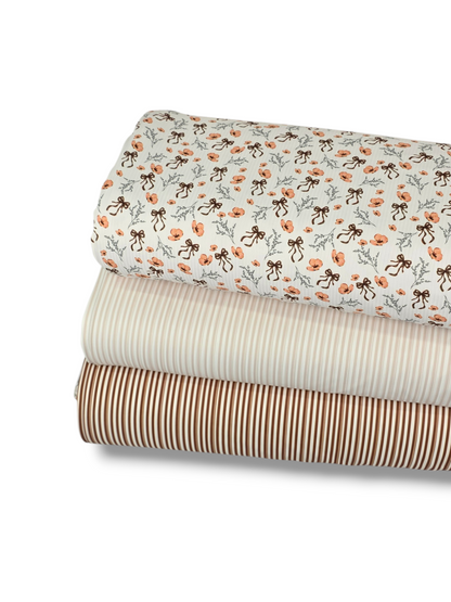 *Unique Design* Willow Ribbed Knit Vintage Bow Blossoms Rust