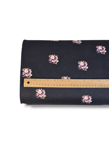 *Unique Design* Willow Ribbed Knit Petite Floral Toss Black