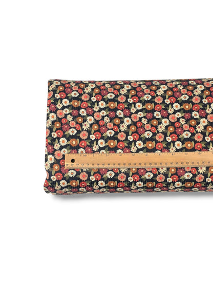 * Unique Design * Willow Ribbed Knit Blossom Patch Black