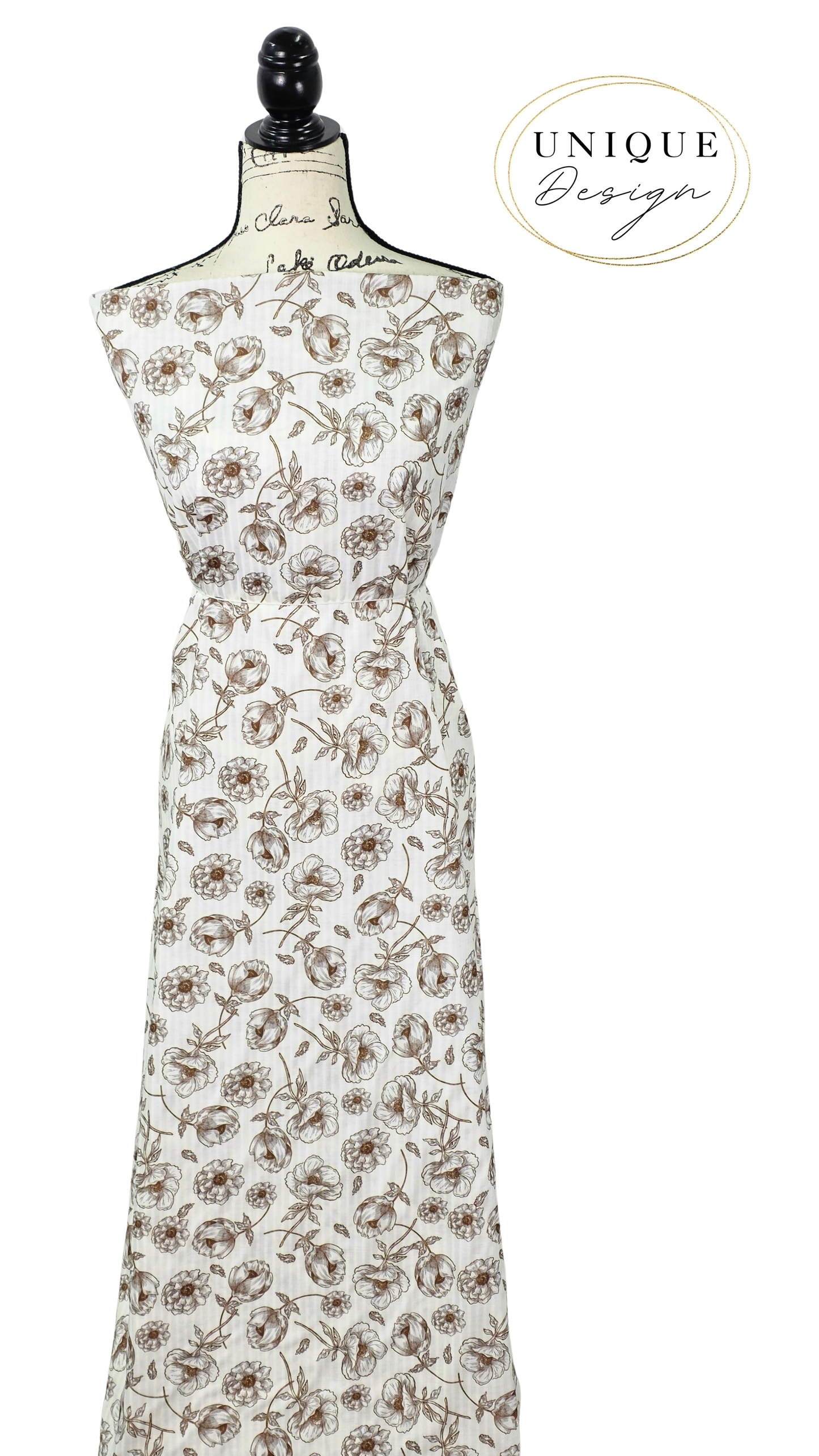 *Unique Design* Ribbed Knit Cotton Feel Heirloom Floral Rust